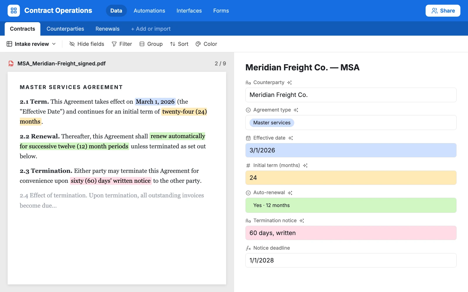 AI Document & Data Intelligence on Airtable project preview
