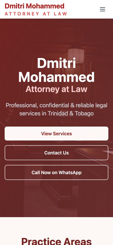 Website for Local Law Firm — phone view
