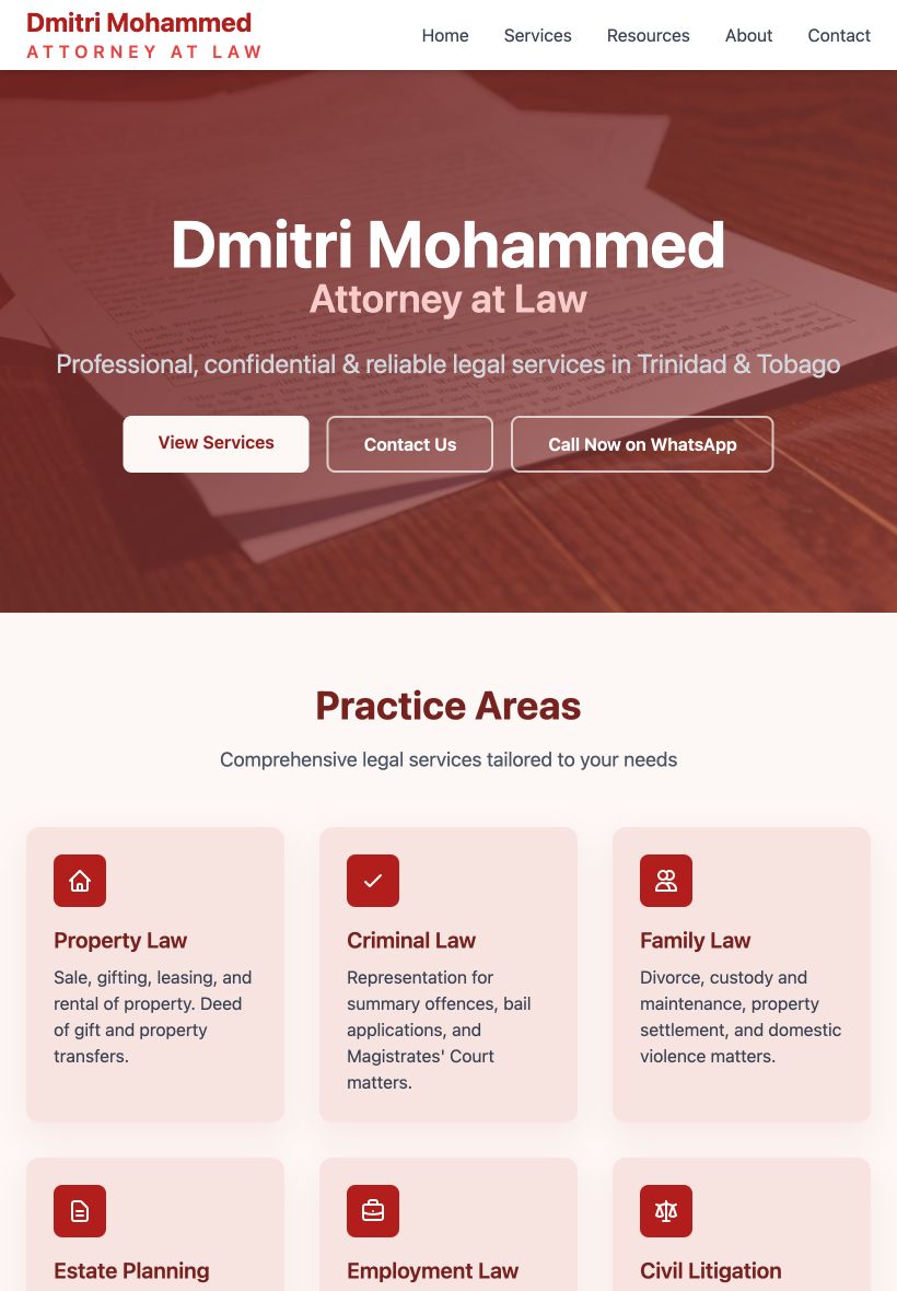 Website for Local Law Firm — tablet view