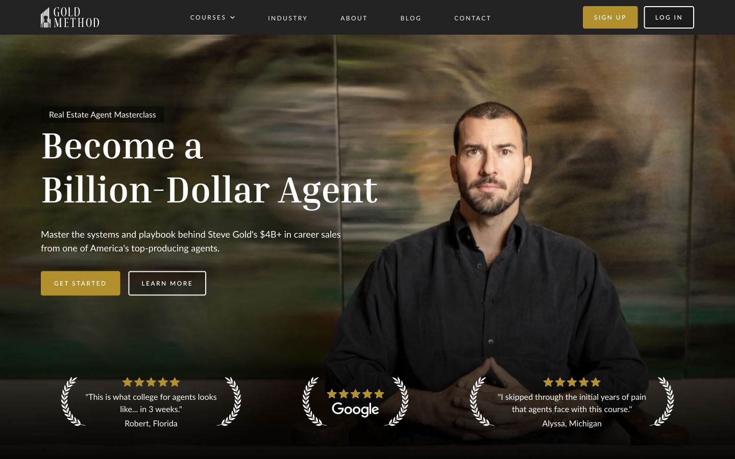 Gold Method Course Website — desktop view