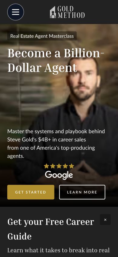 Gold Method Course Website — phone view