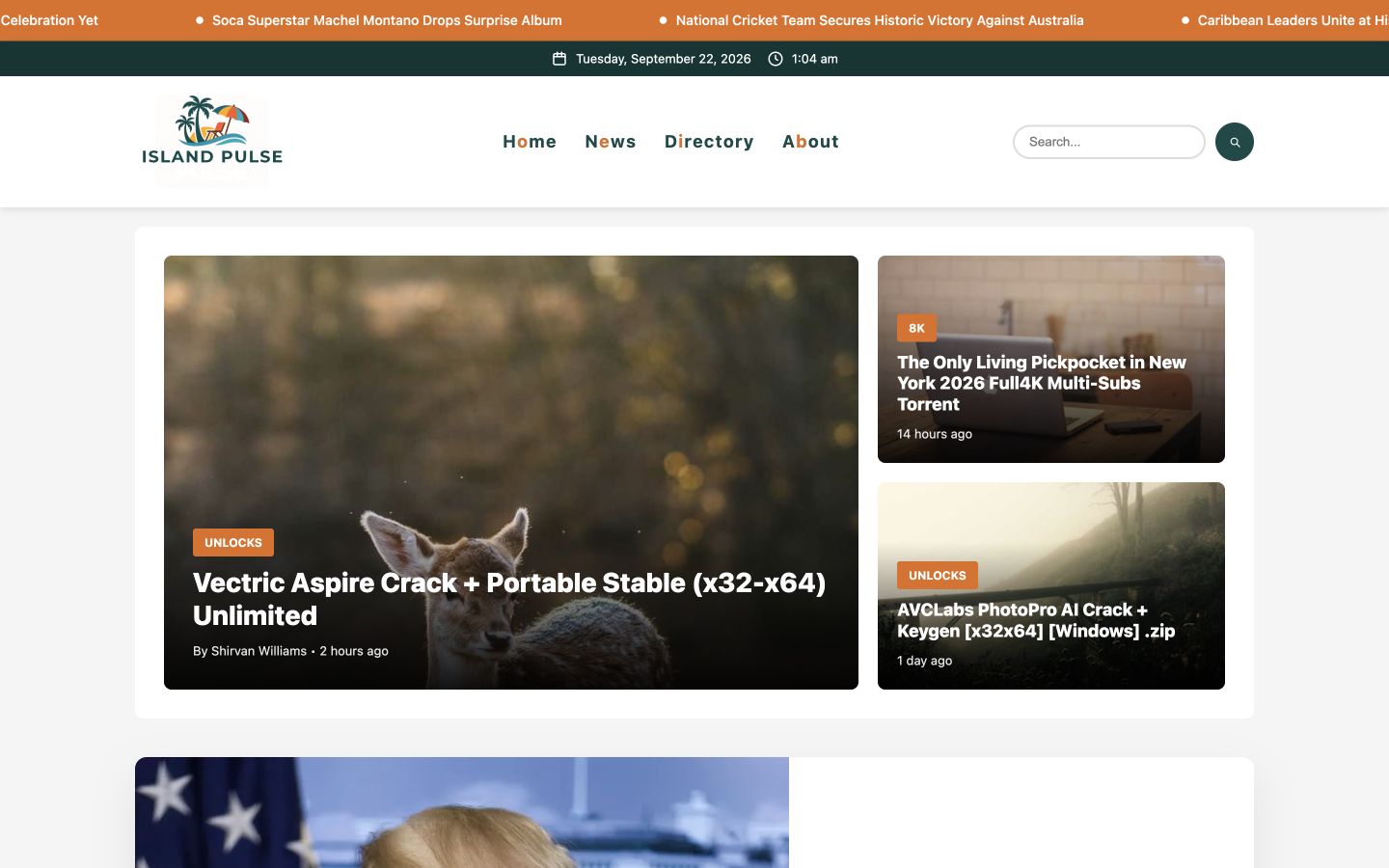 Caribbean News Platform — desktop view