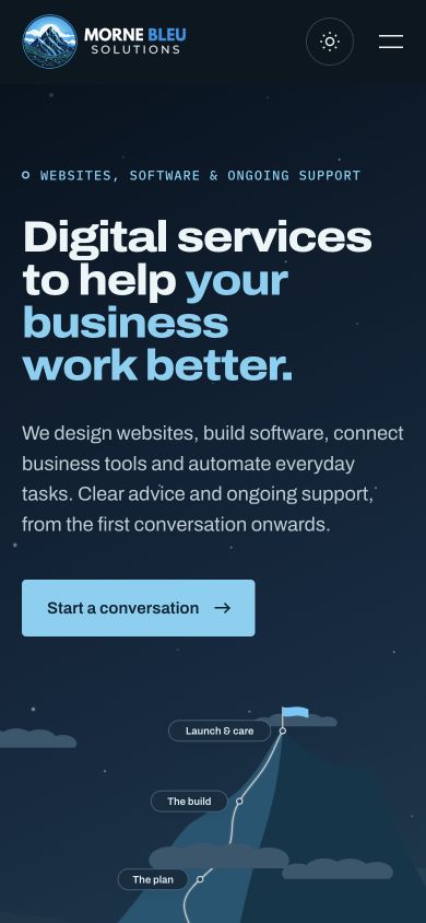 Morne Bleu Solutions Website — phone view