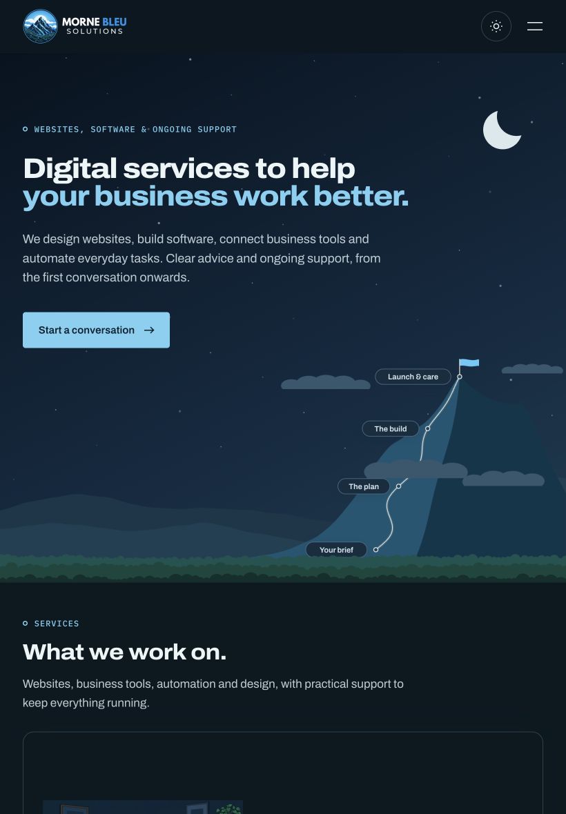 Morne Bleu Solutions Website — tablet view