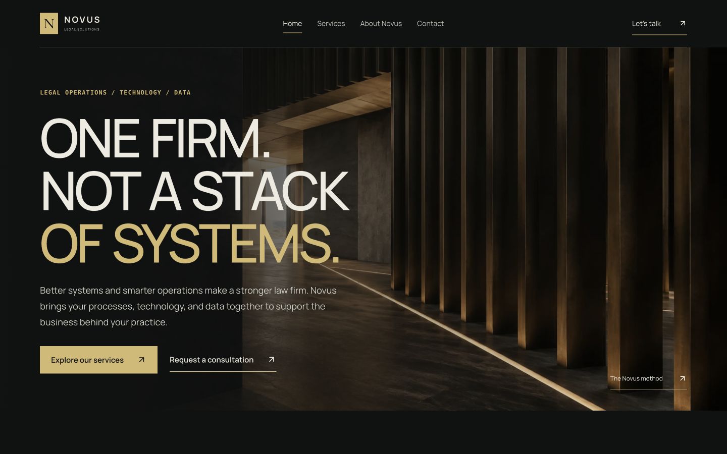 Novus Legal Solutions Website — desktop view