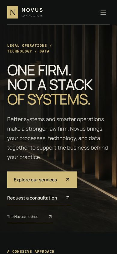 Novus Legal Solutions Website — phone view