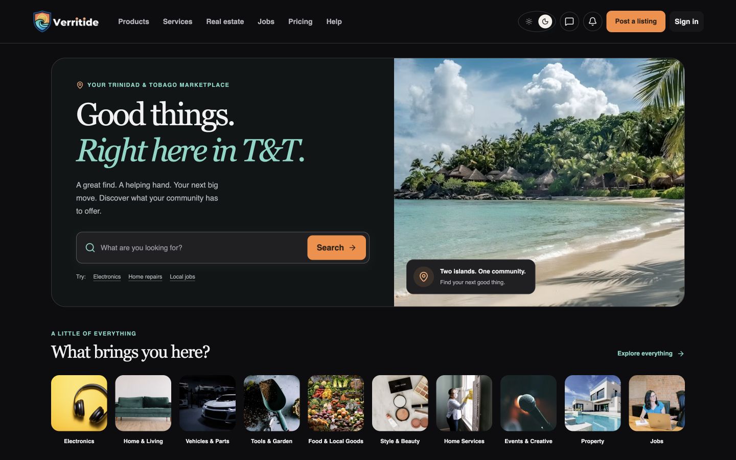 Verritide Marketplace Web App — desktop view