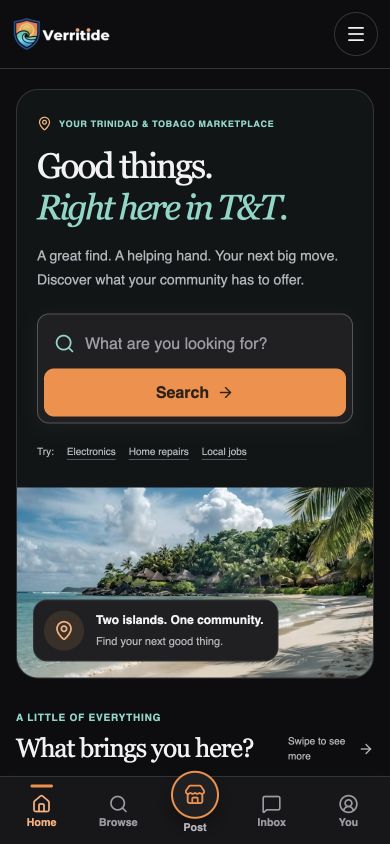 Verritide Marketplace Web App — phone view